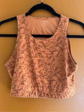 REI Cooperative Orange Leaf-Print Crop Tank